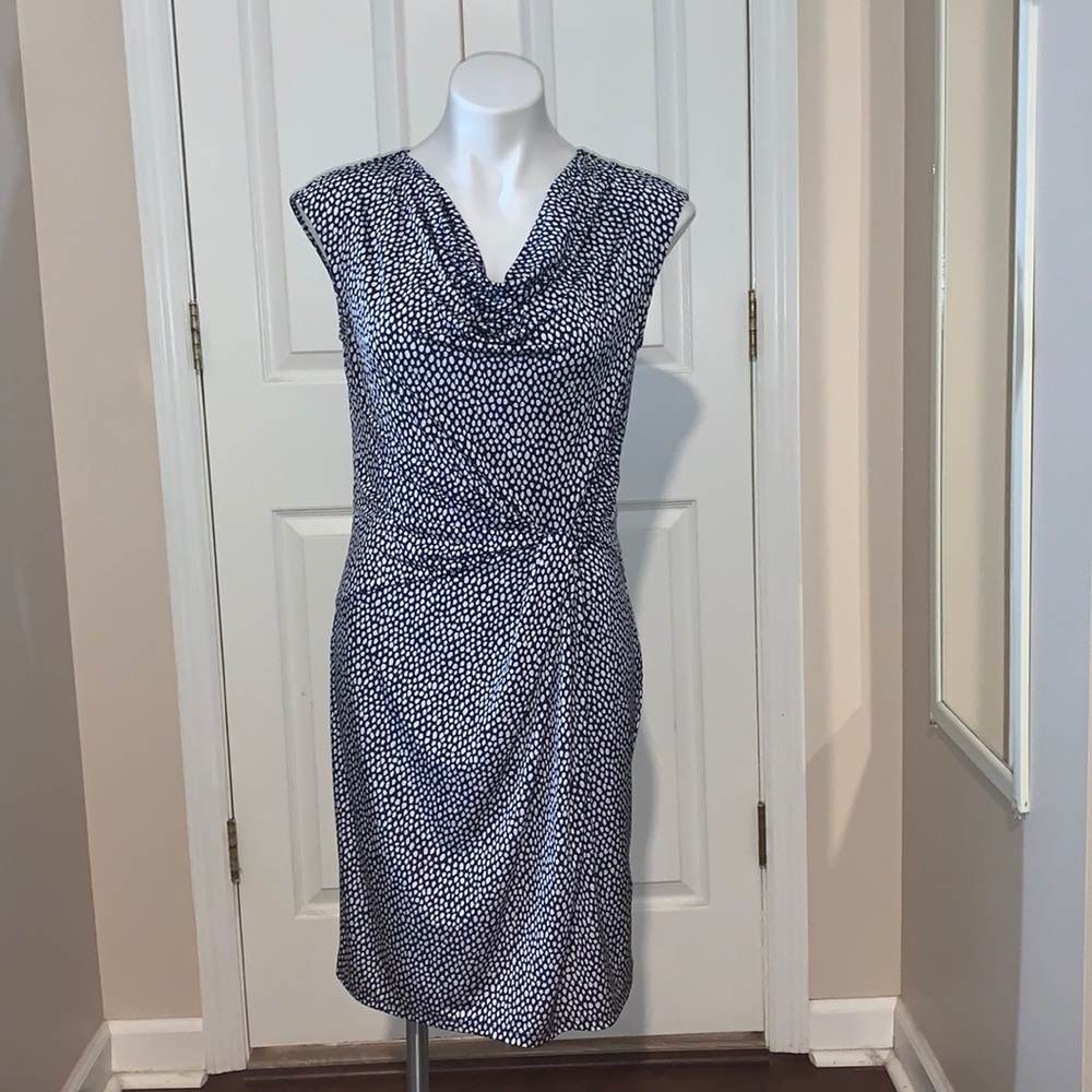 Dana Buchman Print Cowlneck Dress
